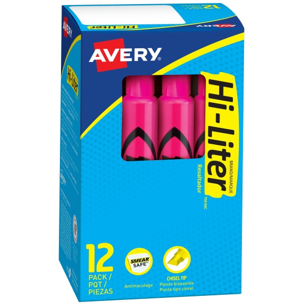 Avery(R) Hi-Liter(R), Desk-Style, Fluorescent Pink, 1 Count (24010)